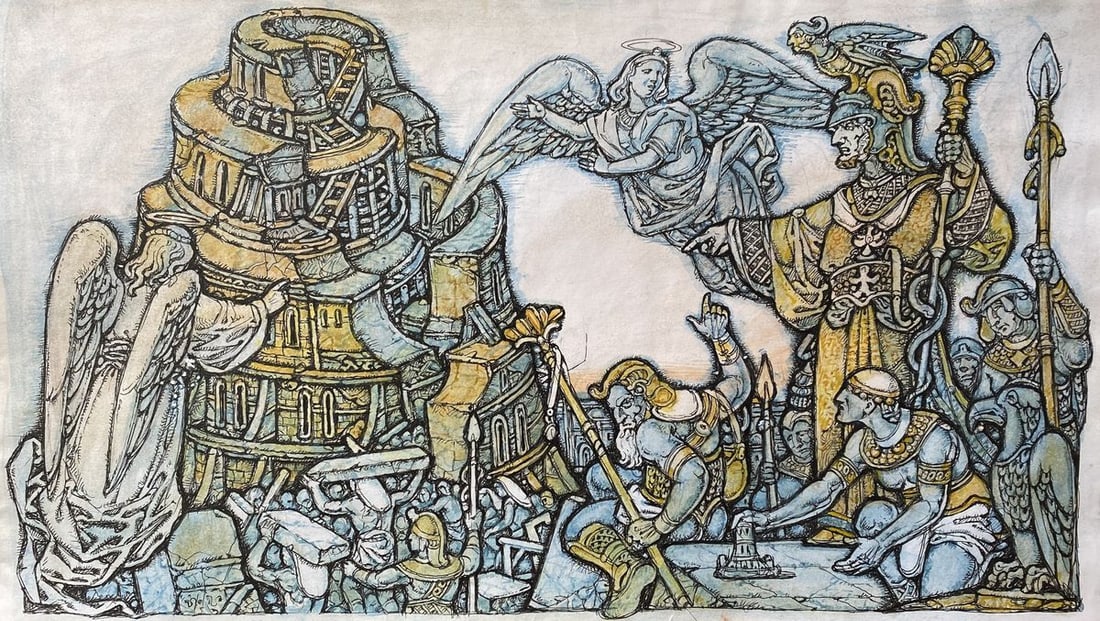 Watercolor, pencil, mascara, painting Babylon Litvinov Oleg Arkad'yevich: Title: Watercolor, pencil, mascara, painting Babylon Litvinov Oleg Arkad'yevich Description: NoLitv 830 *** ABOUT THIS PAINTING *** * TITLE: "Babylon" * ARTISTS: Litvinov Oleg Arkad'yevich * SIZE: 27,