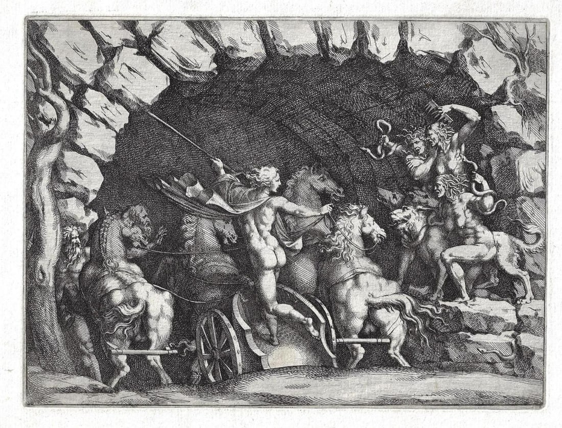 1680 Bartoli Engraving Pluto Entering Underworld - 2