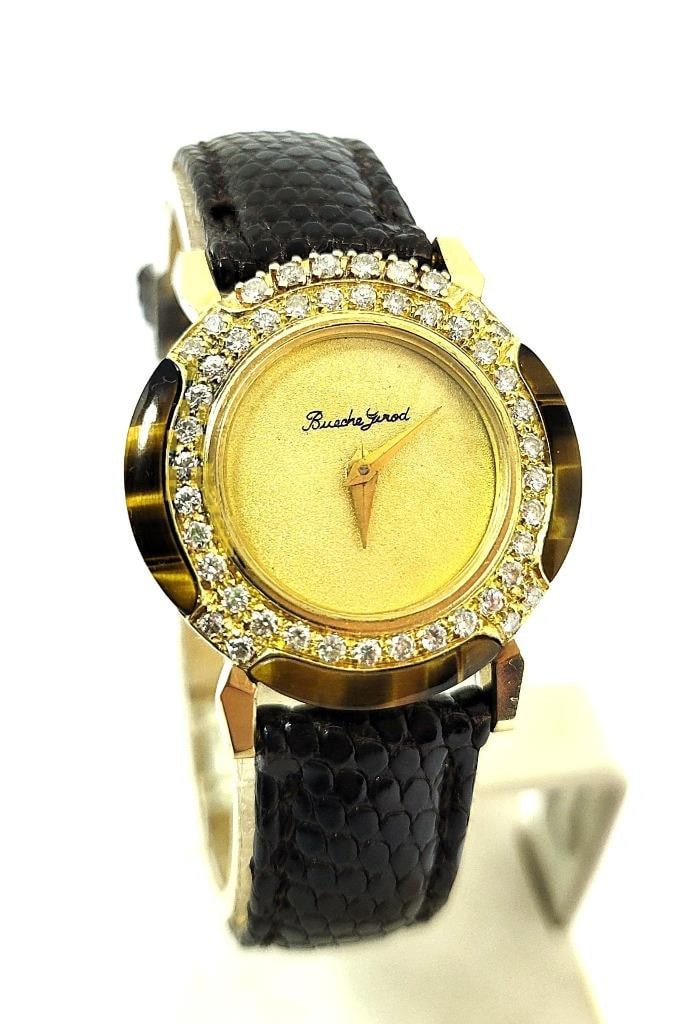 Solid & Heavy 18k BUECHE GIROD Ladies Watch Ref 1005 with 1.10 ct Diamonds RARE (1 of 9)