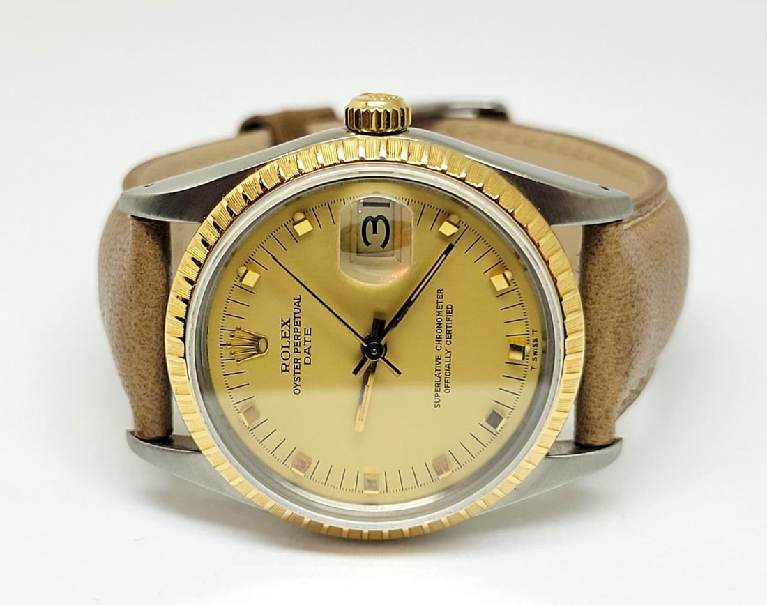 Vintage Steel/18K Mens ROLEX OYSTER DATE Automatic Watch c.1984 Ref 15053* EXLNT - 3