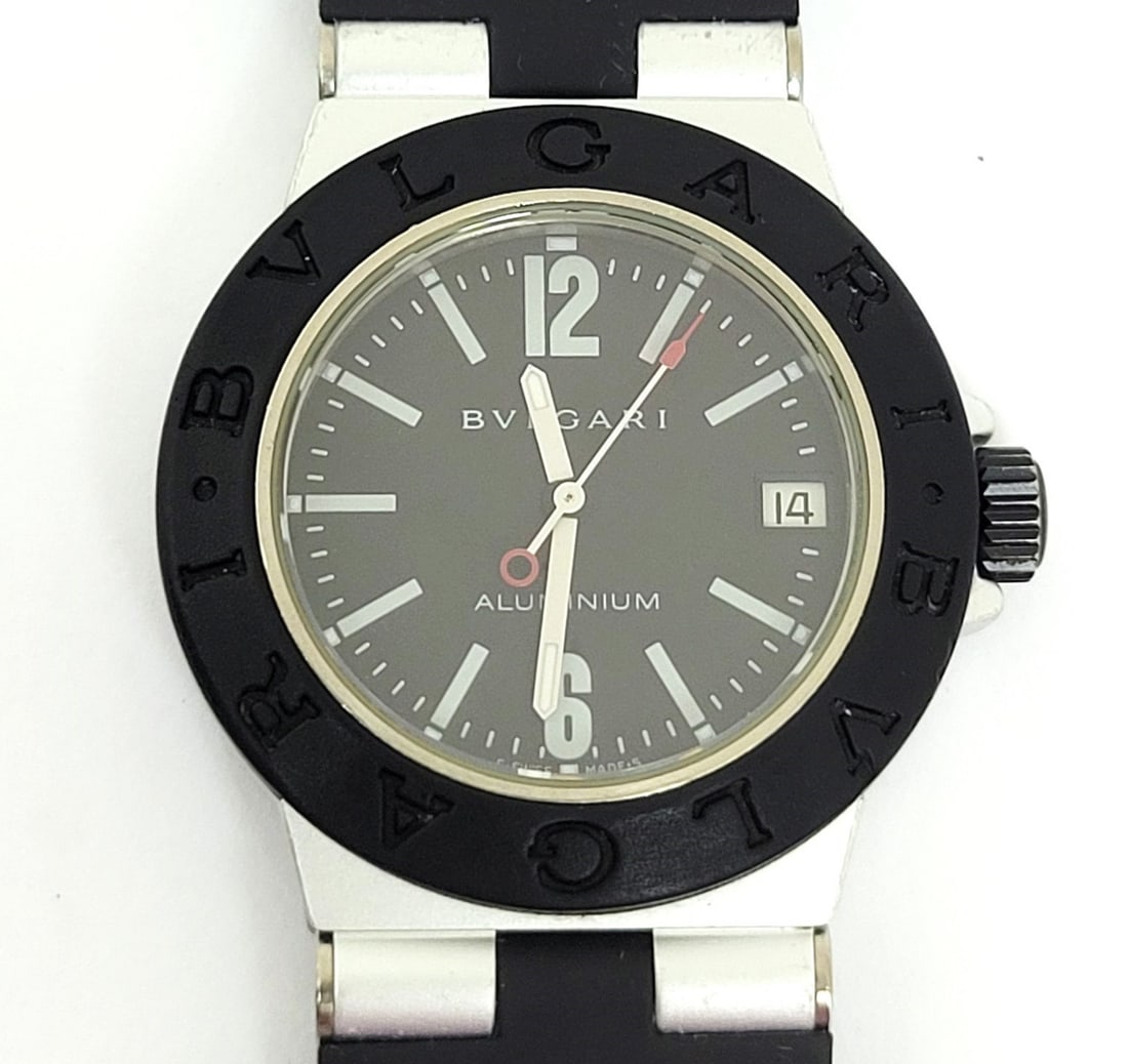 BVLGARI aluminum AL32TA Date Carbon black Dial Quartz Boy's Watch - 10