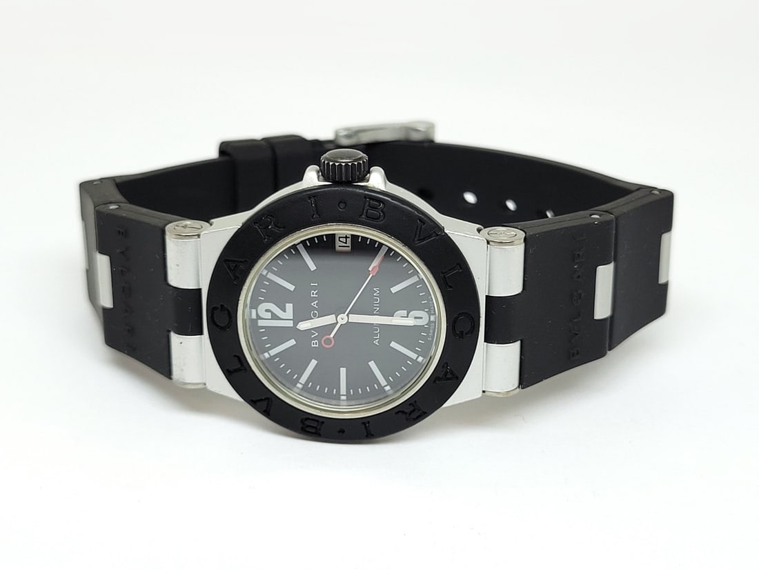 BVLGARI aluminum AL32TA Date Carbon black Dial Quartz Boy's Watch - 3