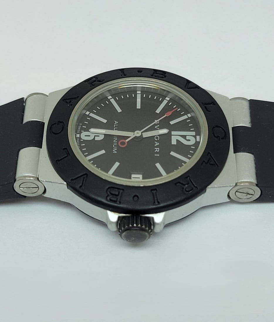 BVLGARI aluminum AL32TA Date Carbon black Dial Quartz Boy's Watch - 8