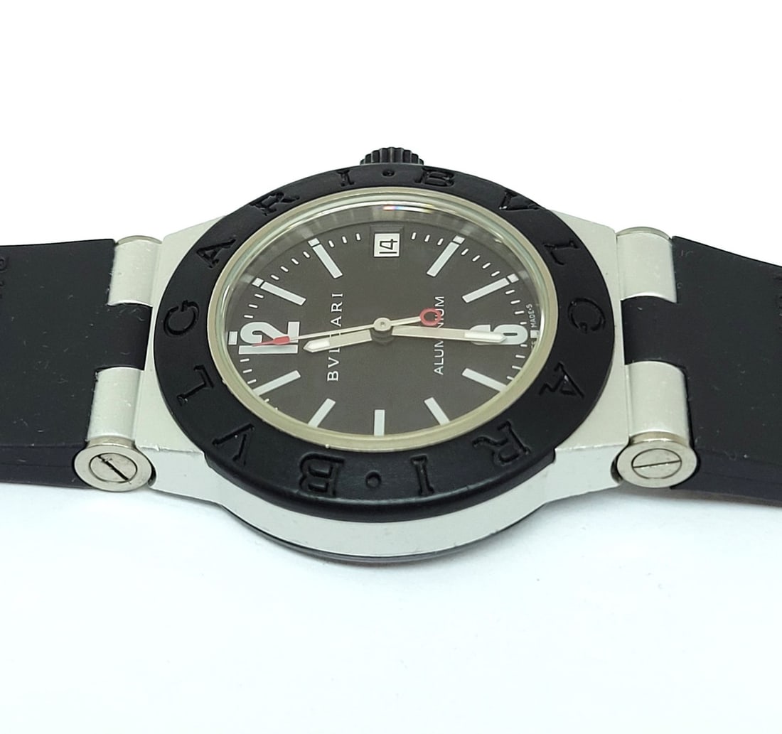 BVLGARI aluminum AL32TA Date Carbon black Dial Quartz Boy's Watch - 9