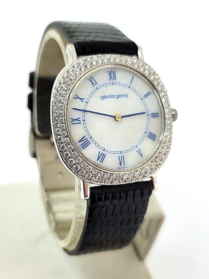 Solid 18k White Gold GERALD GENTA Unisex Watch G1153.7 with 2.4 ct Diamonds RARE - 2