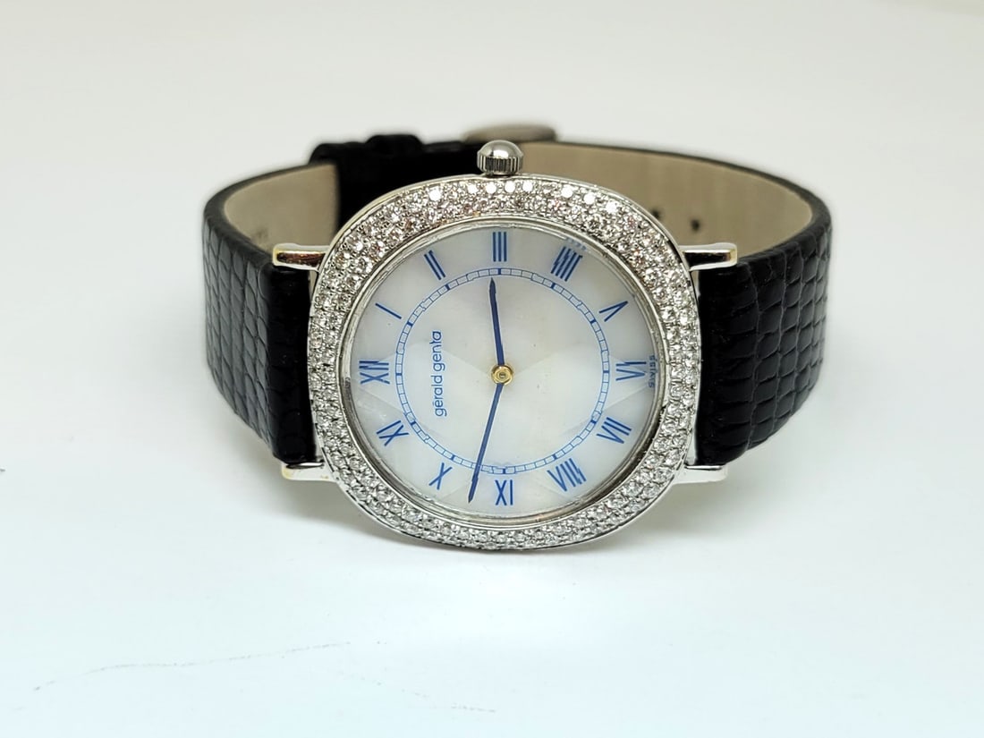 Solid 18k White Gold GERALD GENTA Unisex Watch G1153.7 with 2.4 ct Diamonds RARE - 3