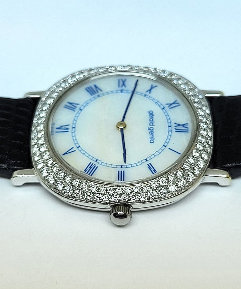 Solid 18k White Gold GERALD GENTA Unisex Watch G1153.7 with 2.4 ct Diamonds RARE - 7