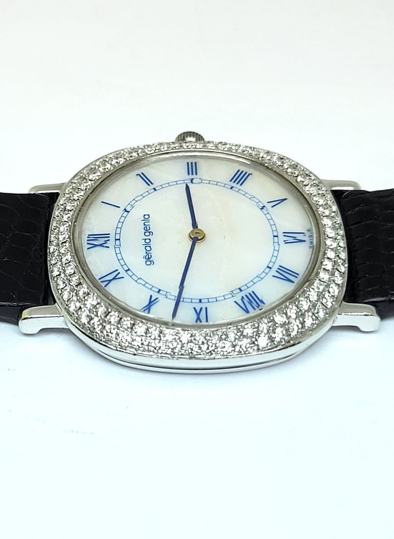 Solid 18k White Gold GERALD GENTA Unisex Watch G1153.7 with 2.4 ct Diamonds RARE - 8
