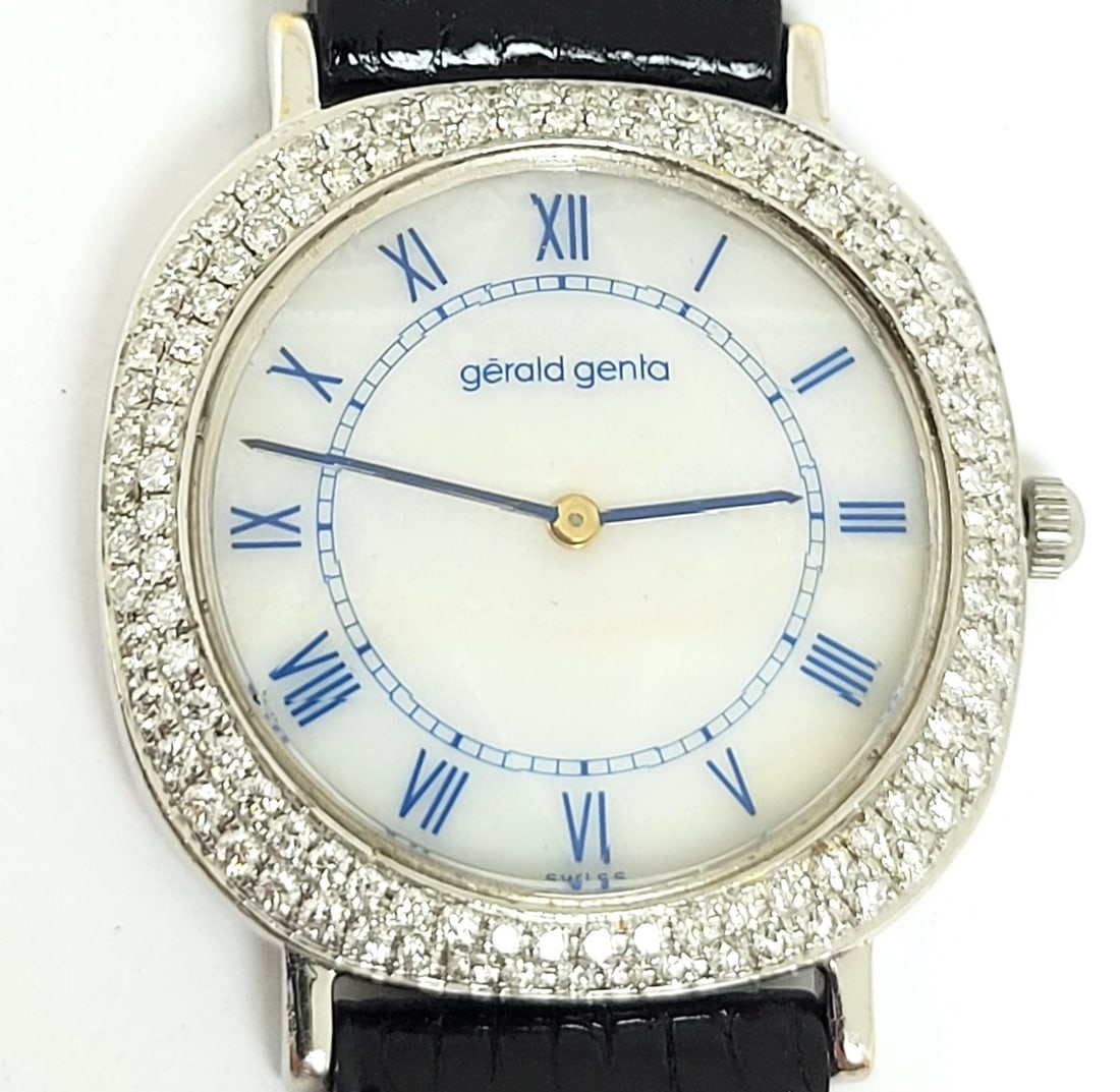 Solid 18k White Gold GERALD GENTA Unisex Watch G1153.7 with 2.4 ct Diamonds RARE - 9