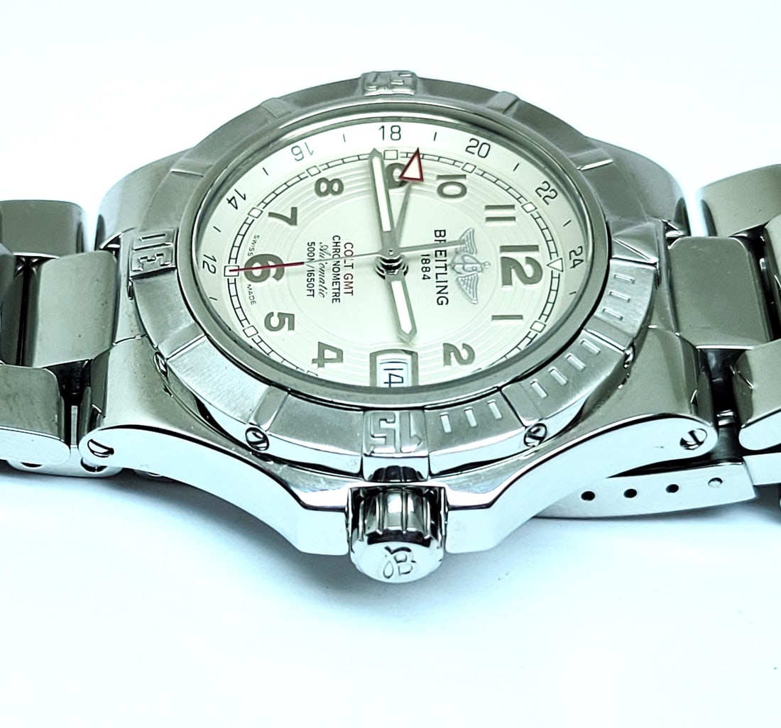 Men's BREITLING COLT GMT Automatic CHRONOMETRE 500m/1650ft Watch A32370* EXLNT - 10