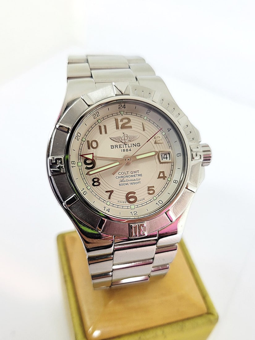 Men's BREITLING COLT GMT Automatic CHRONOMETRE 500m/1650ft Watch A32370* EXLNT - 2