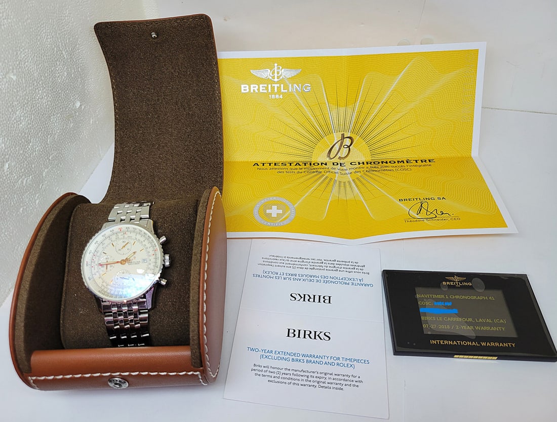Men's S/Steel BREITLING NAVYTIMER Chronograph Watch Ref A13324* EXLNT BOX-PAPERS - 13