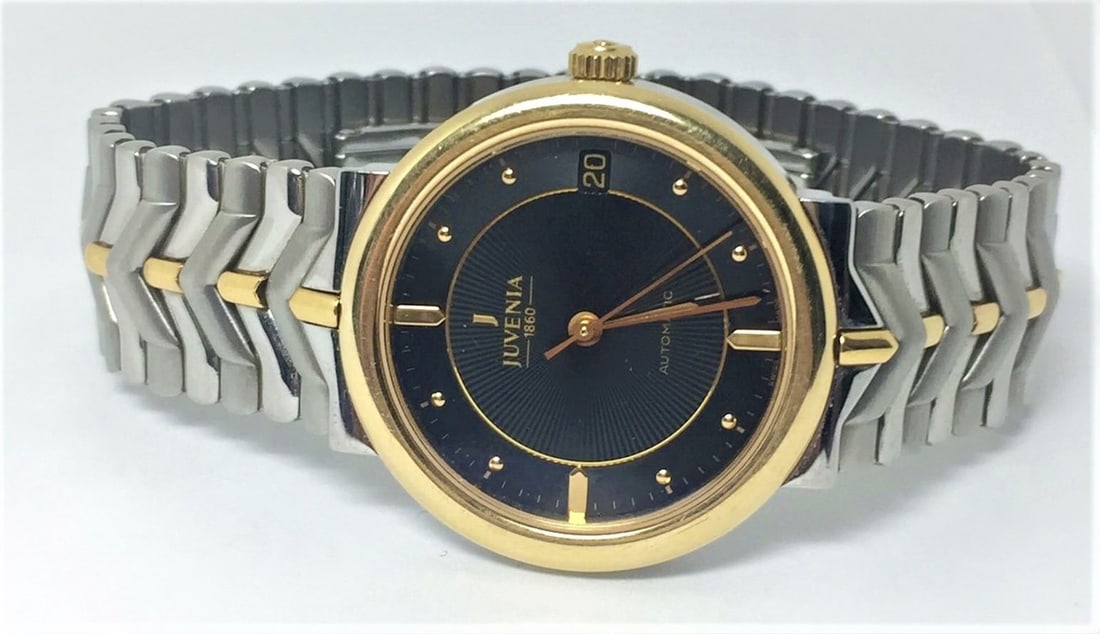 New Men's 18k & S/Steel JUVENIA Automatic Watch Ref 9631: New Men's 18k & S/Steel JUVENIA Automatic Watch Ref 9631 ? This Men's Juvenia watch is Swiss made.. Great present for yourself or someone you love! * Stainless steel case with solid 18k yellow gold be