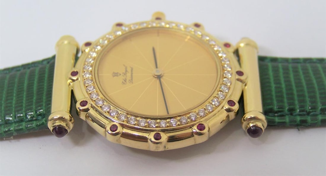 Solid 18k Unisex THE ROYAL DIAMOND Watch with 0.75 Ct Diamonds & Rubies BA 203 - 10