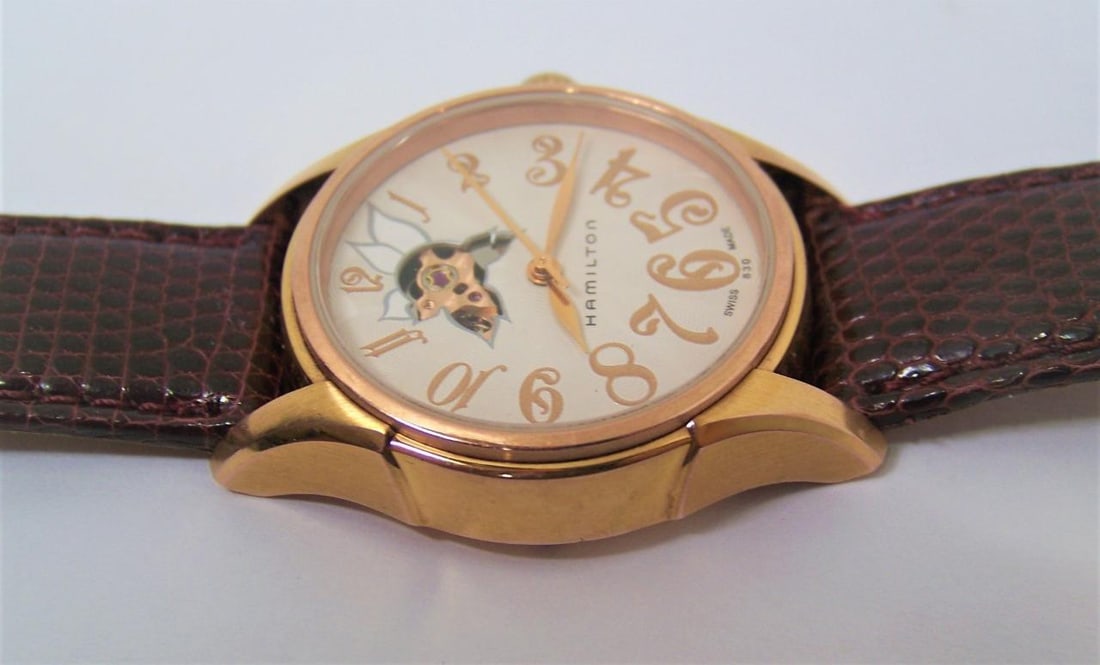 Ladies Rose Gold Plated Jazzmaster Open HAMILTON Automatic Watch H323450* EXLNT - 10