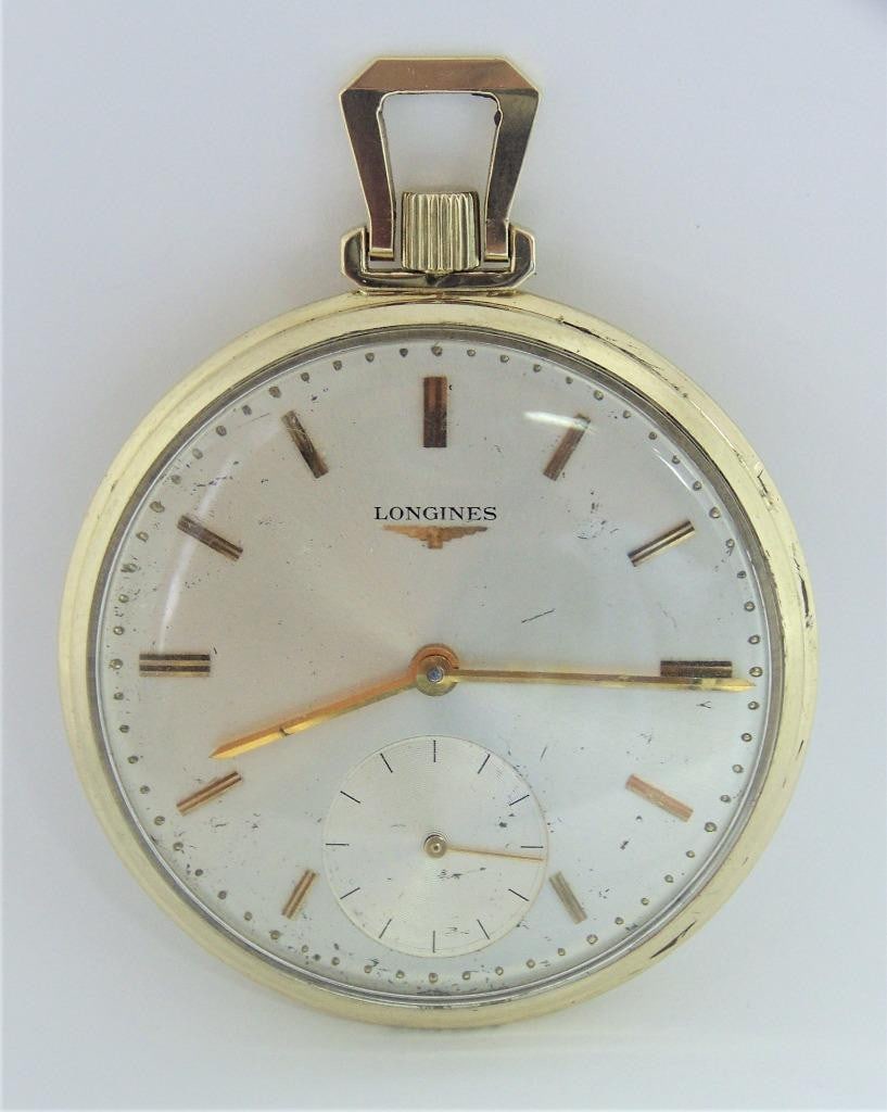 Vintage 14K Gold LONGINES Mens Pocket watch c.1970s Cal 550 Good Cond* SERVICED: Vintage 14K Gold LONGINES Mens Pocket watch c.1970s Cal 550 Good* SERVICED?? This Longines pocket watch is Swiss made Great present for yourself or someone you love as well as for vintage collectors o