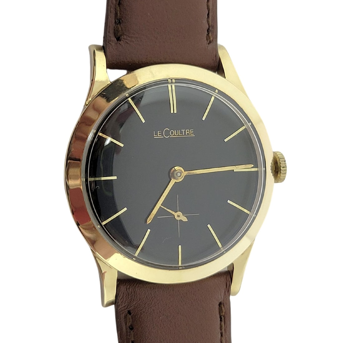 Vintage 14k LeCOULTRE Winding Watch c.1960s Cal 480/CW* BLACK DIAL*EXLNT (1 of 10)