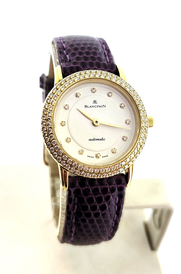 Solid 18k BLANCPAIN Ladies Automatic Watch Ref 1208 with Diamonds E/VS1* EXLNT (1 of 9)