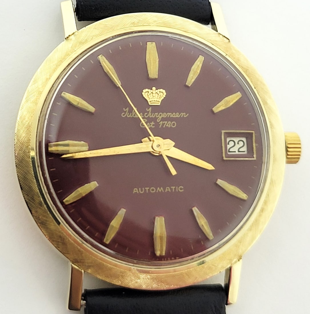 Vintage 14k JULES JURGENSEN 17J Automatic Watch 1960s Cal 1902/3 EXLNT* SERVICED - 8