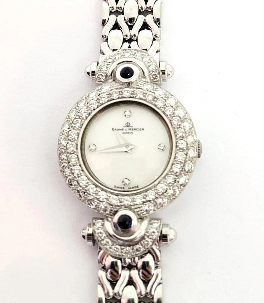 Vintage 18k White Gold BAUME & MERCIER Ladies Watch 16780 with Diamonds* EXLNT - 10
