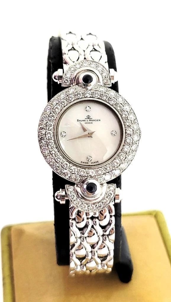 Vintage 18k White Gold BAUME & MERCIER Ladies Watch 16780 with Diamonds* EXLNT: Vintage 18k White Gold BAUME & MERCIER Ladies Watch 16780 with Diamonds* EXLNT Vintage 18k White Gold BAUME & MERCIER Ladies Watch 16780 with Diamonds* EXLNT Description Vintage 18k White Gold BAUME &