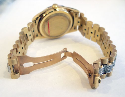 NOS 18k Gold JUVENIA PRESIDENT Men's Automatic Day/Date watch with Diamonds - 10