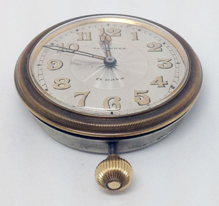 Large Swiss 6 Jewels TAVANNES Watch Co 8 Day Car or Table Clock Watch* SERVICED - 3