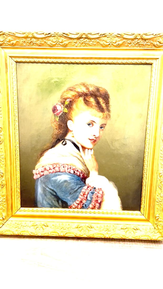 Oil Portrait Young Society Lady c1870 In The Manner of George Goodwin Kilburne - 2