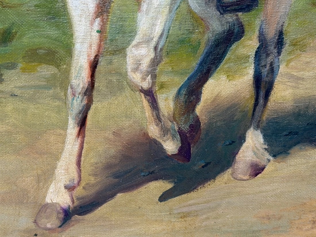 Oil Portrait Of Wild West Buffalo Bill on Grey Horseback After Rosa Bonheur - 12