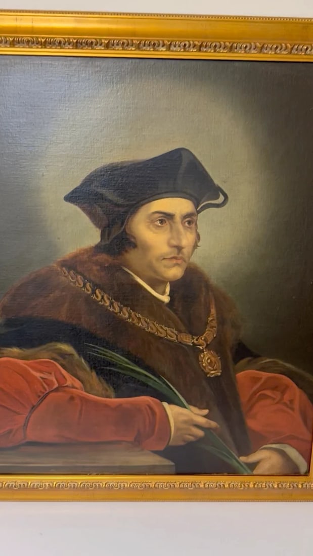 Oil Painting Sir Thomas More Chancellor Duchy of Lancaster After Hans Holbein - 2