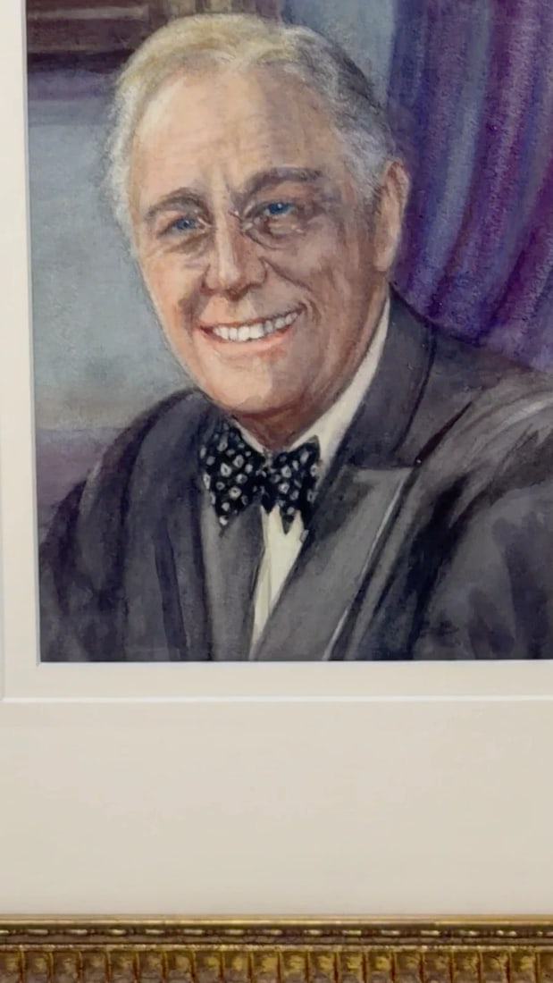President Franklin D. Roosevelt Portrait Painting (1882-1945) Circa 1940's - 2