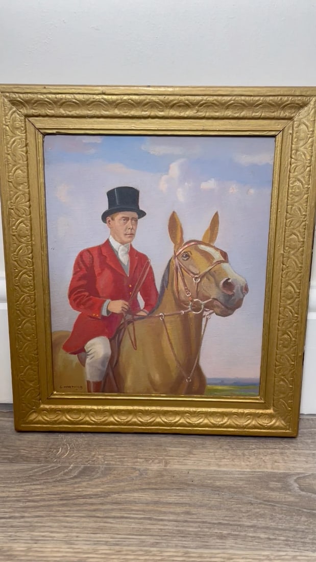 British Historic Oil Painting Royalty Hunting Portrait of King Edward VIII - 2