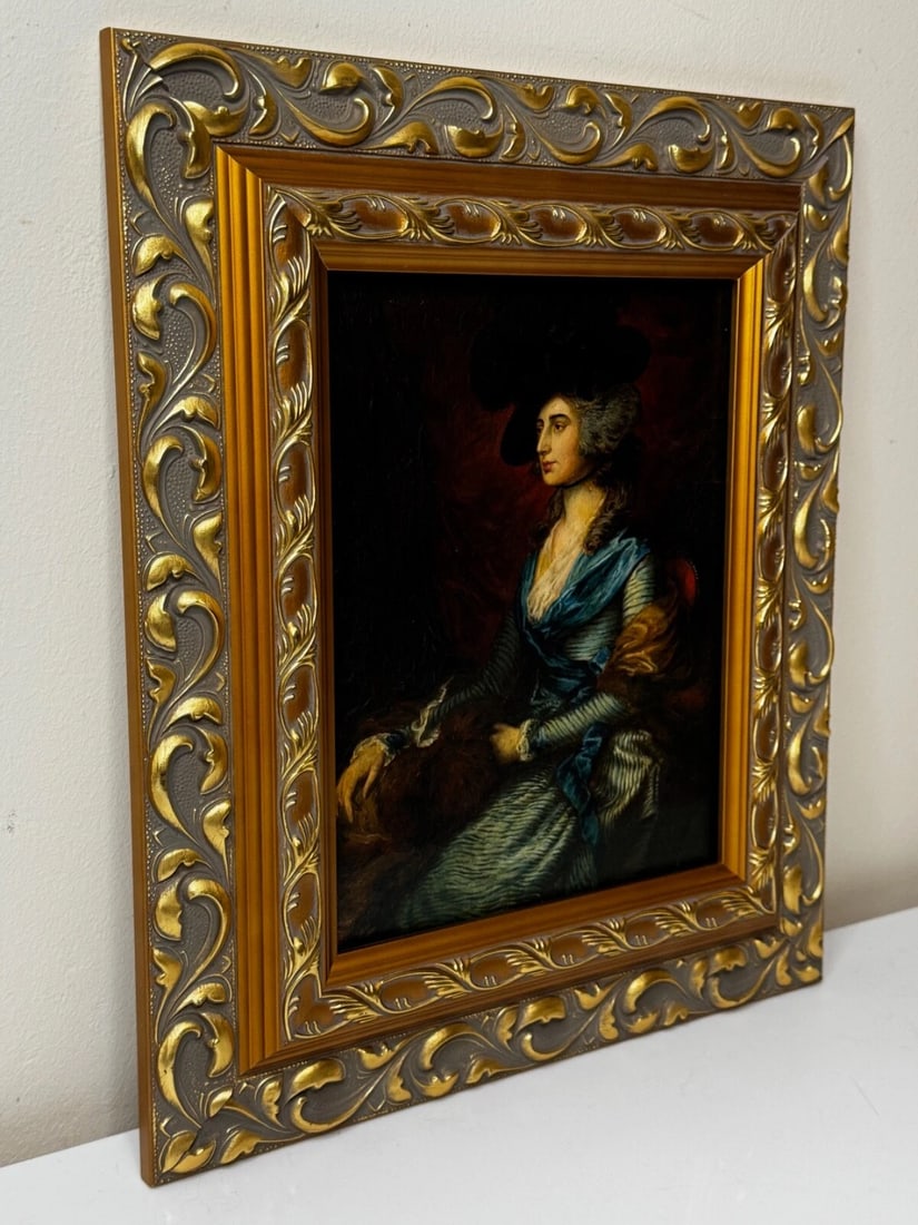 Oil Portrait Welsh Actress Sarah Siddons nee Kemble After Thomas Gainsborough - 9