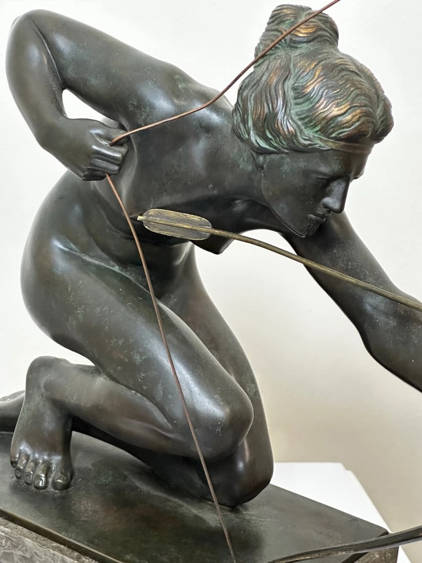 Art Deco Bronze Classical Myth Sculpture Diana the Huntress - 10