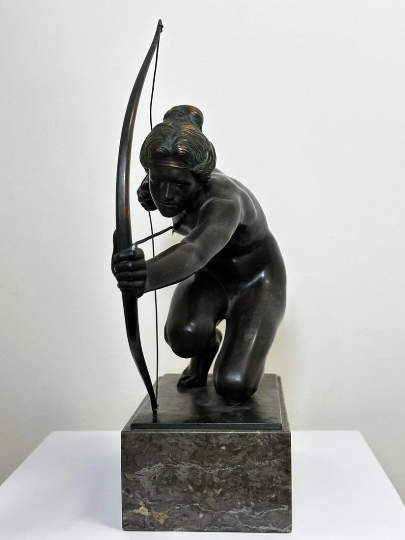 Art Deco Bronze Classical Myth Sculpture Diana the Huntress - 11