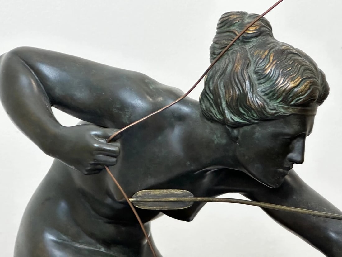 Art Deco Bronze Classical Myth Sculpture Diana the Huntress - 13