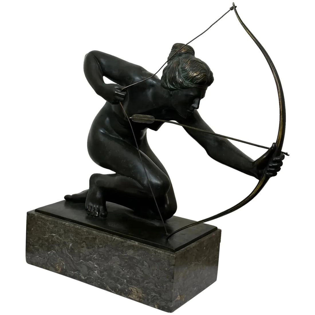 Art Deco Bronze Classical Myth Sculpture Diana the Huntress: Title: Art Deco Bronze Classical Myth Sculpture Diana the Huntress Description: Art Deco Bronze Classical Myth Sculpture Diana the Huntress Original Art Deco Bronze Classical Myth Sculpture "Diana the