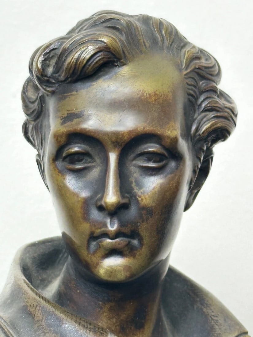 Pair Victorian Bronzes Novelist Poets Lord Byron and Sir Walter Scott Sculptures - 10