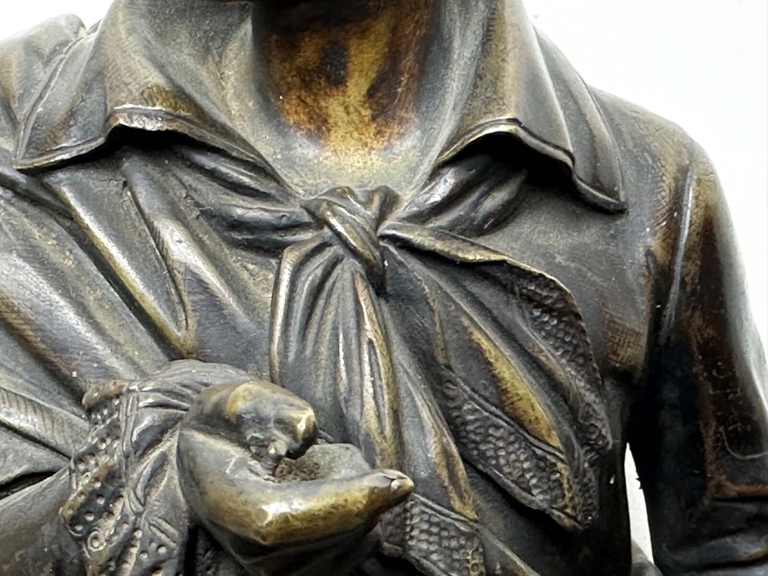 Pair Victorian Bronzes Novelist Poets Lord Byron and Sir Walter Scott Sculptures - 19
