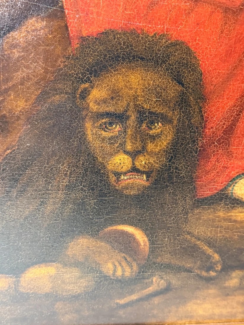 Victorian Biblical Narrative Oil Painting Daniel in the Lions Den c1881 Framed - 17