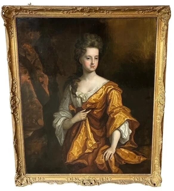 Huge Oil Portrait Elizabeth Countess Of Westmorland Circle Of Godfrey Kneller: Title: Huge Oil Portrait Elizabeth Countess Of Westmorland Circle Of Godfrey Kneller Description: Huge Oil Portrait Elizabeth Countess Of Westmorland Circle Of Godfrey Kneller Huge Oil Portrait Master