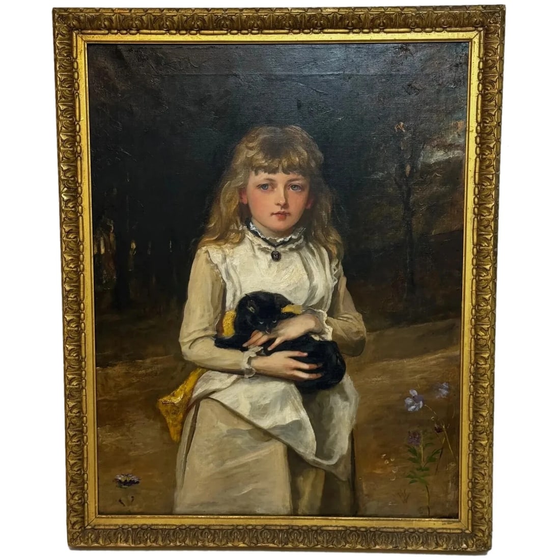 Important Victorian Oil Portrait of Rachel Weigall with Kitten By Henry Weigall (1 of 20)