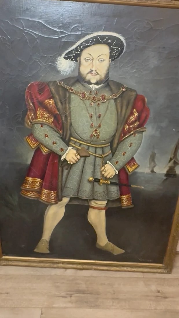Huge Oil Painting Portrait Tudor Monarch King Henry VIII After Hans Holbein - 2