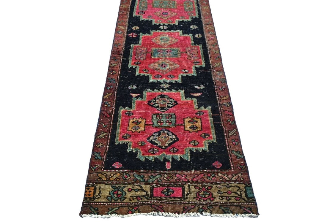 Antique Muted Tribal 2X13 Distressed Vintage Oriental Runner Rug - 4