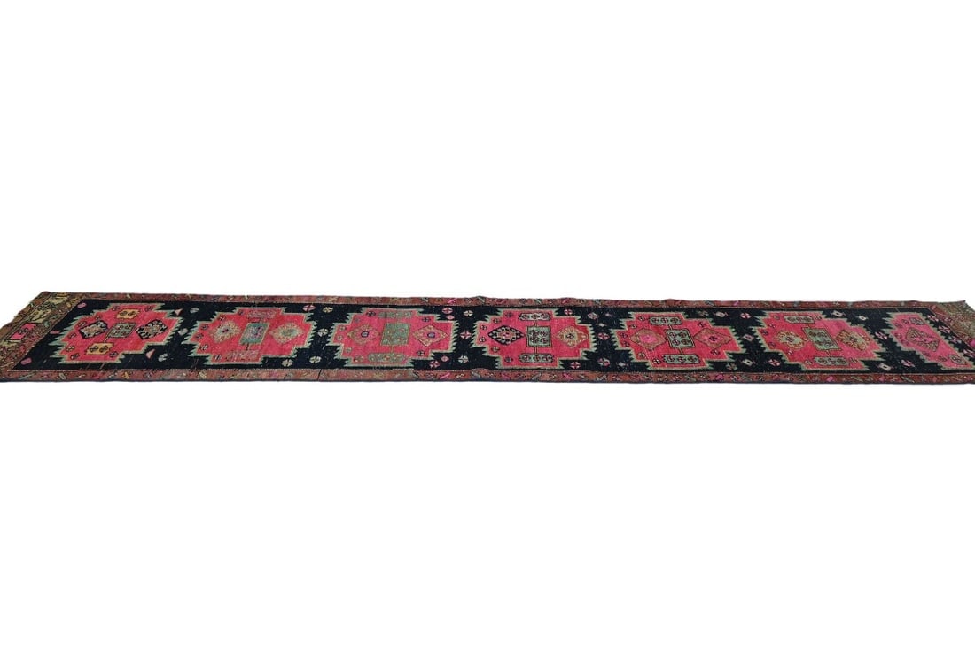 Antique Muted Tribal 2X13 Distressed Vintage Oriental Runner Rug - 7