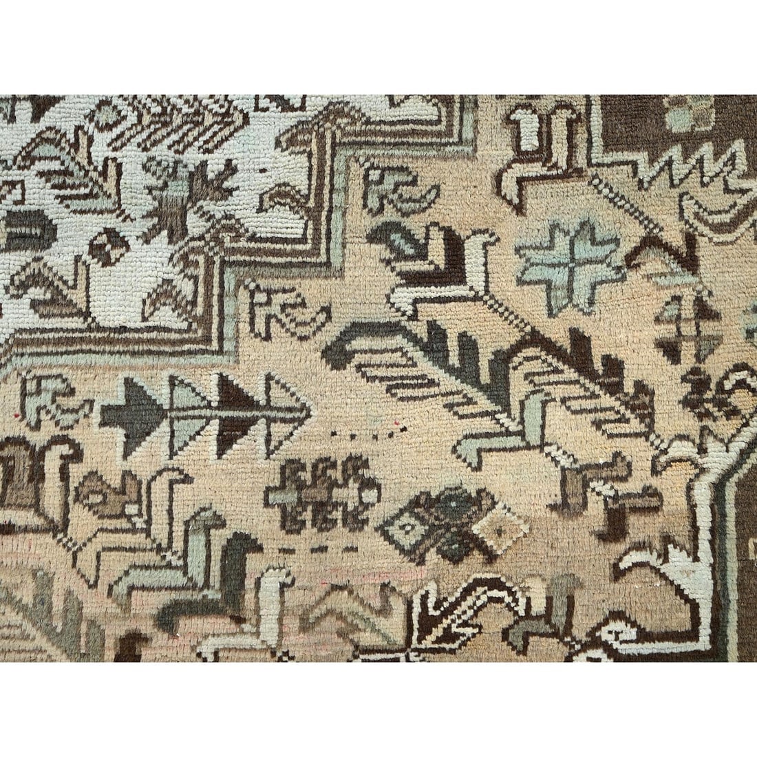 Brown Vintage Persian Heriz Hand Knotted Pure Wool Clean Oriental Rug - 7