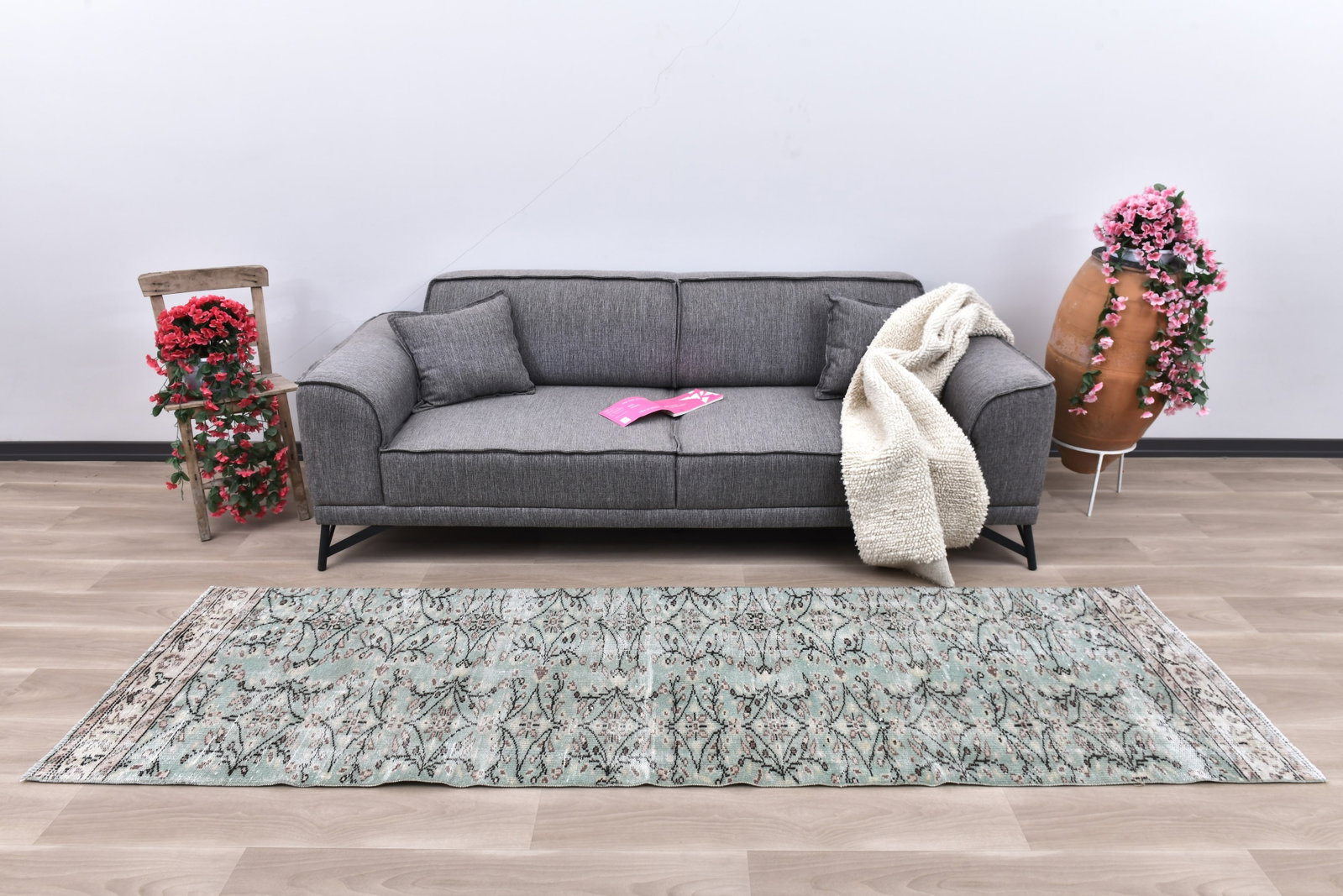 2'9'' x 9'3'' Vintage Wool Runner Rug - 242319: Title: 2'9'' x 9'3'' Vintage Wool Runner Rug - 242319 Description:2'9'' x 9'3'' Vintage Wool Runner Rug - 242319 Origin:Turkiye Date/Period:1960-90 Materials:Wool,Cotton Dimension:2'9''x9'3'' ft, 86x2