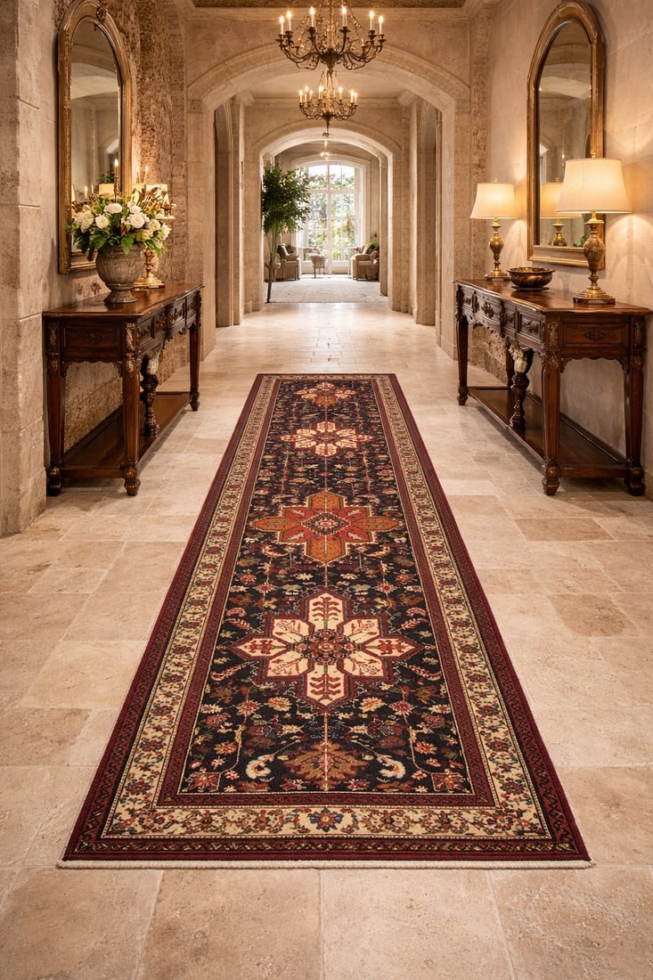 Vintage Plum Geometric 3X10 Ardebil Persian Runner Rug - 2