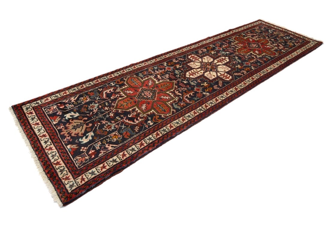 Vintage Plum Geometric 3X10 Ardebil Persian Runner Rug - 4
