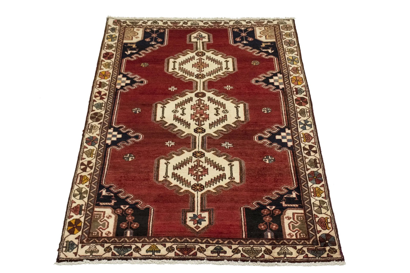 Vintage Red Tribal 4'6X6'8 Mazlaghan Persian Rug - 2